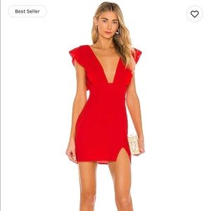 Brand new, never worn super down red mini dress. From Revolve.